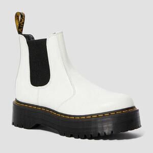 Dr. Martens 2976 Smooth Leather Platform Chelsea Boots in Smooth White, Size 8